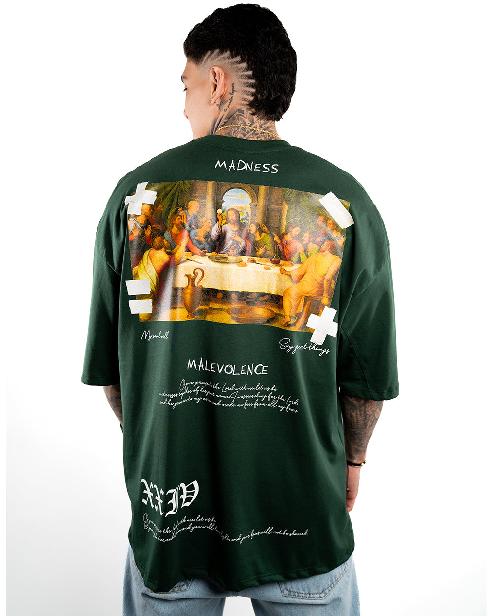 CAMISETA OVERSIZE  H VERDE MALEVOLENCE ALTO GRAMAJE