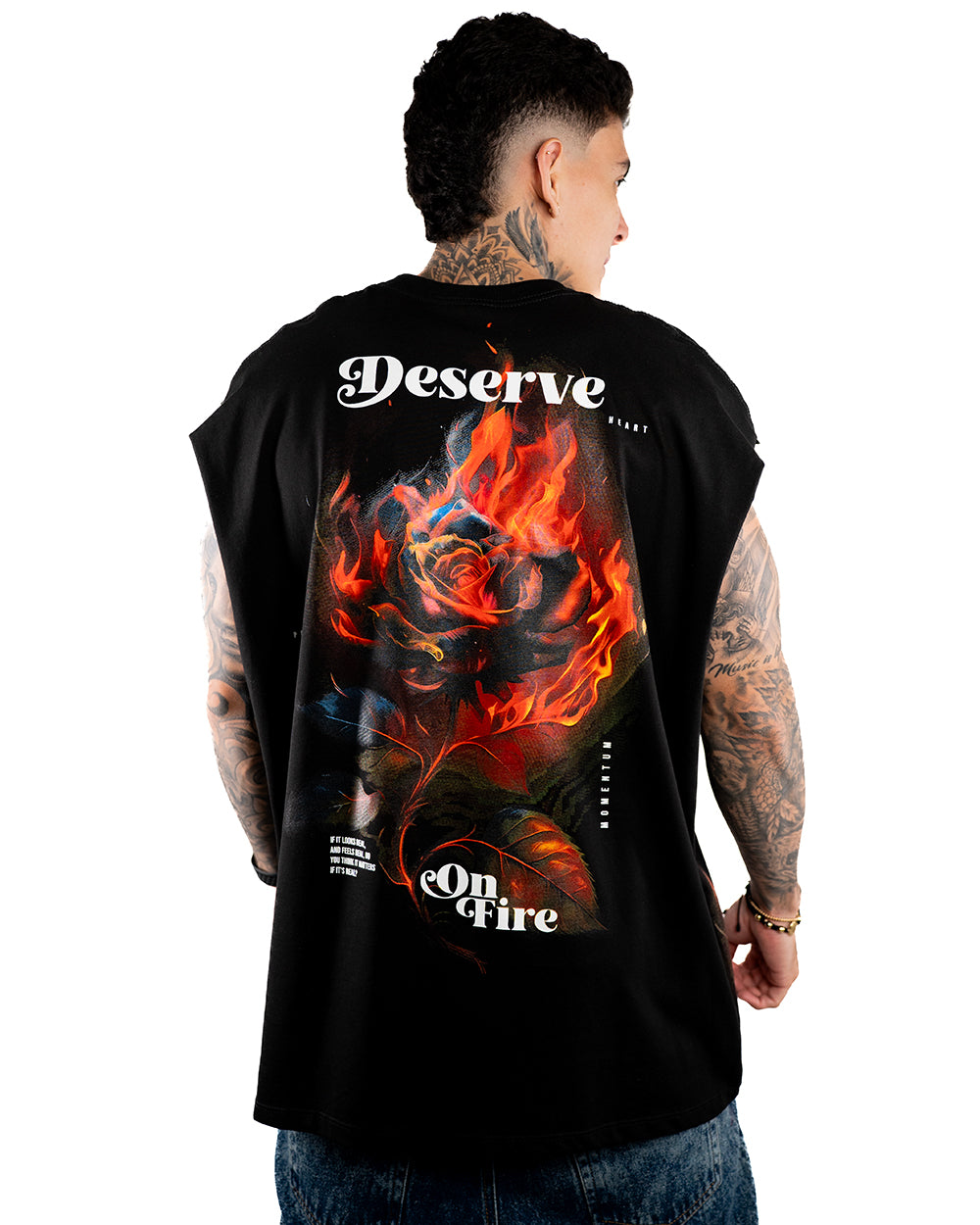 CAMISILLA OVERSIZE PESADA FLOR FUEGO